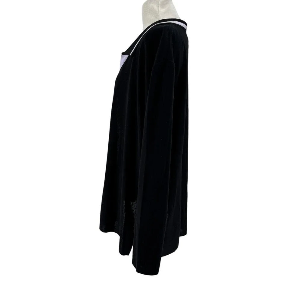 Exclusively Misook Women's Plus Black Purple Knit Cardigan Sweater Size 2X